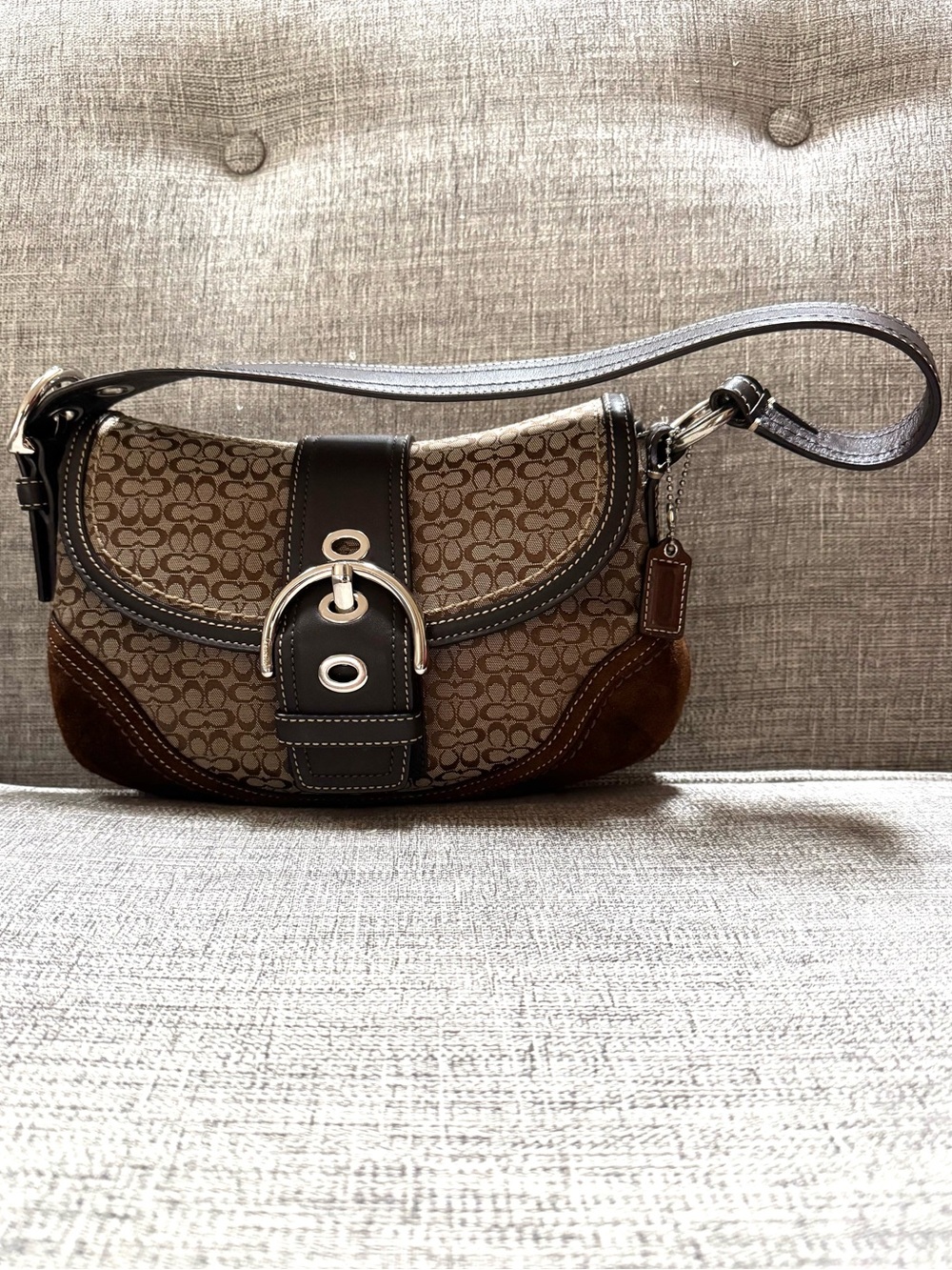 Coach Vintage Y2K Soho Small Signature Flap Shoulder F10925 Leather Suede Bag